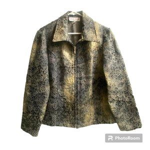 Vintage Brooke Chapman Floral Embroidered Zip-Up Quilted Tie-Dye Jacket Size‎ 14